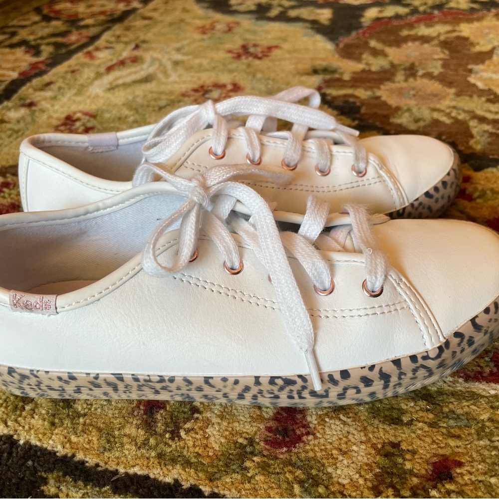 Keds White Sneakers with cheetah/Animal Print Sole